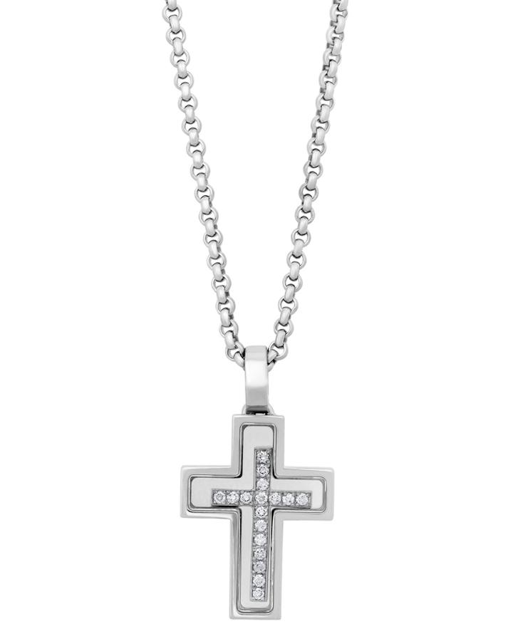 Estate 18k White Gold Diamond Cross Necklace