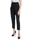 Belted Woven Cropped Pants