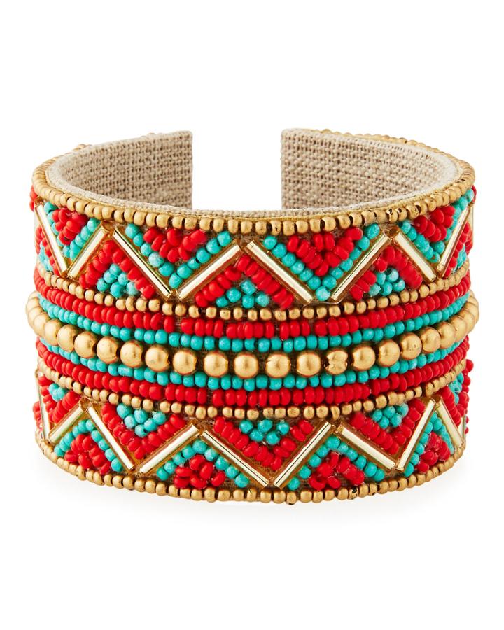 Wide Beaded Cuff Bracelet