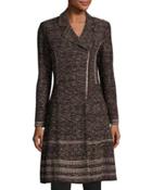Asymmetric-zip Long Knit Jacket,