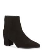 Zepher Suede Zip Booties, Brown