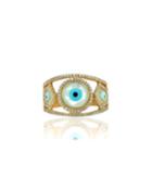14k Evil Eye Diamond-trim Ring,