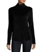 Long-sleeve Velour Turtleneck