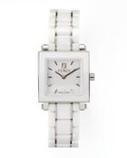 Square Ceramic Stainless Steel Watch, White