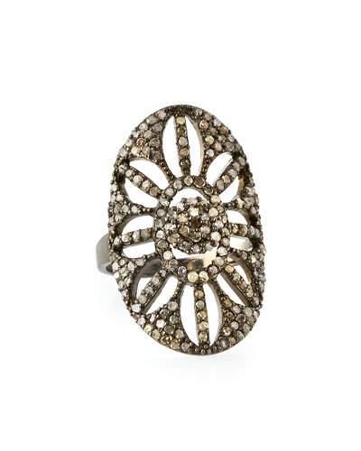 Champagne Diamond Oval Cutout Floral Cocktail Ring