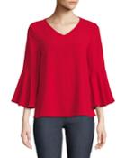 Cowl-back Bell-sleeve Blouse