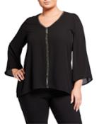 Plus Size Embellished V-neck Blouse