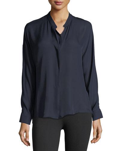 Silk Georgette Band-collar