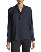 Silk Georgette Band-collar