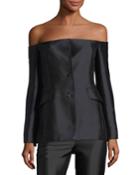 Off-the-shoulder Silk-wool Blazer