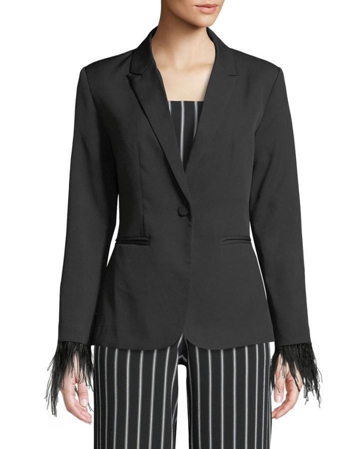 Single-breasted Feather-cuff Blazer