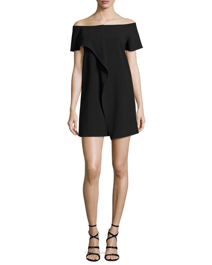 Off-the-shoulder Asymmetric Draped Dress