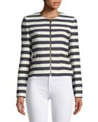 Striped Tweed Zip-front Jacket