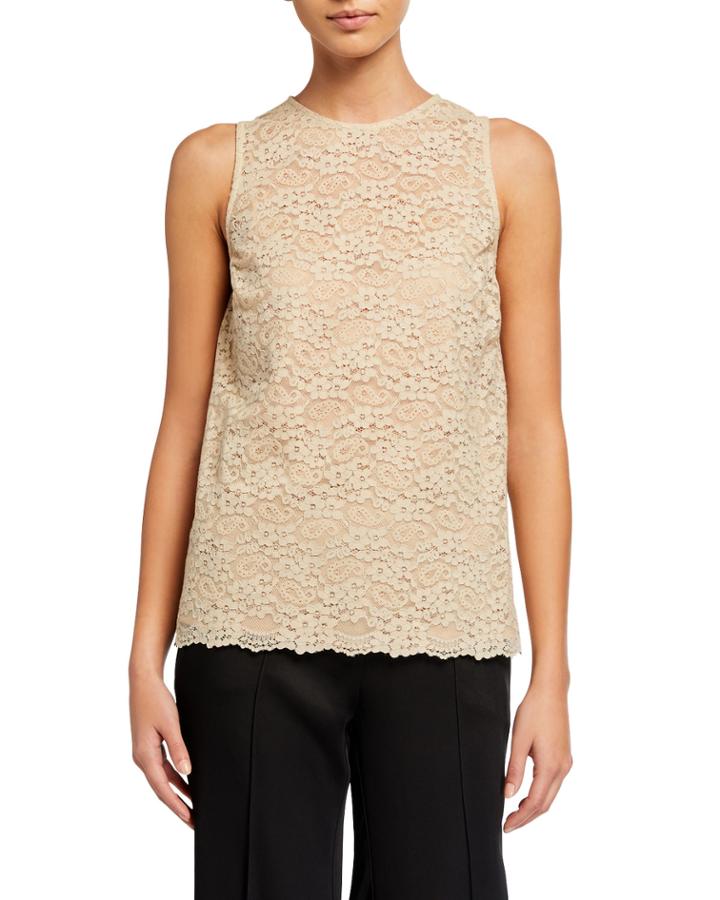 Sleeveless Floral And Paisley Woven Top