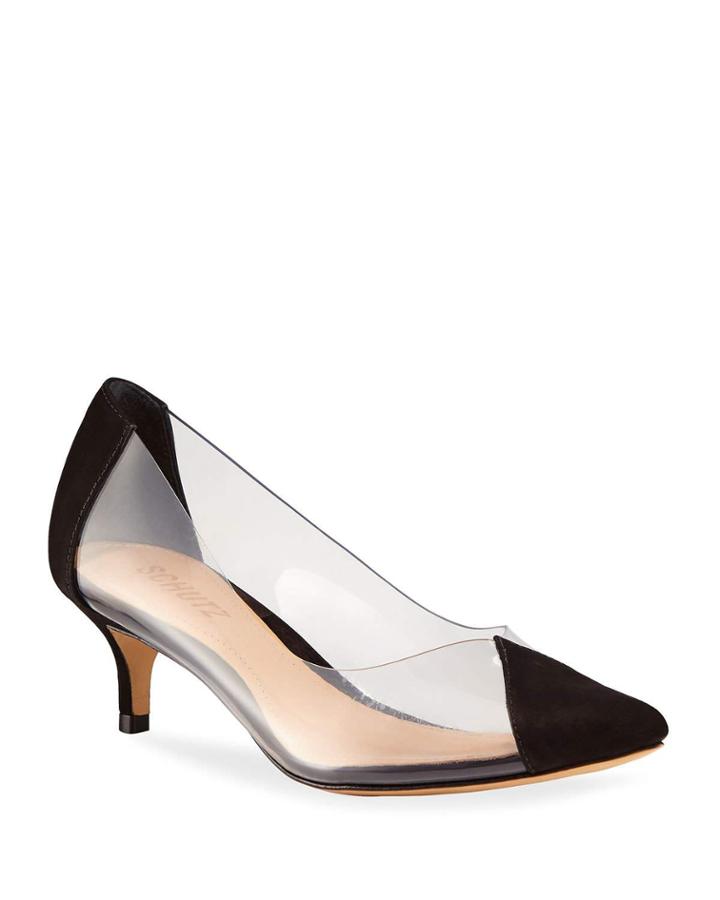 Marli Vinyl Suede Kitten Heel Pumps