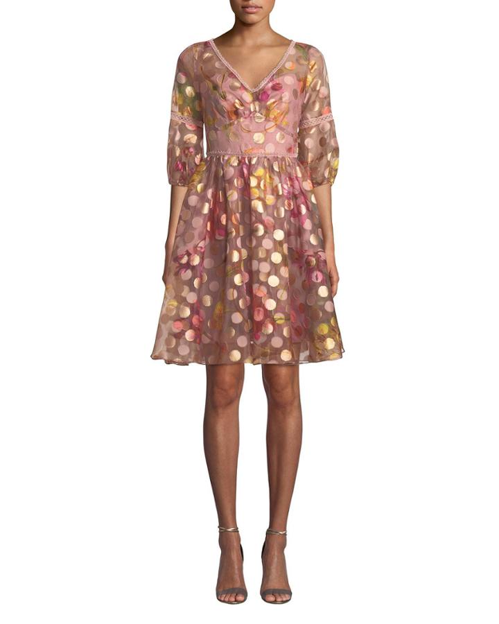 Bubble-sleeve Fil-coupe Dress