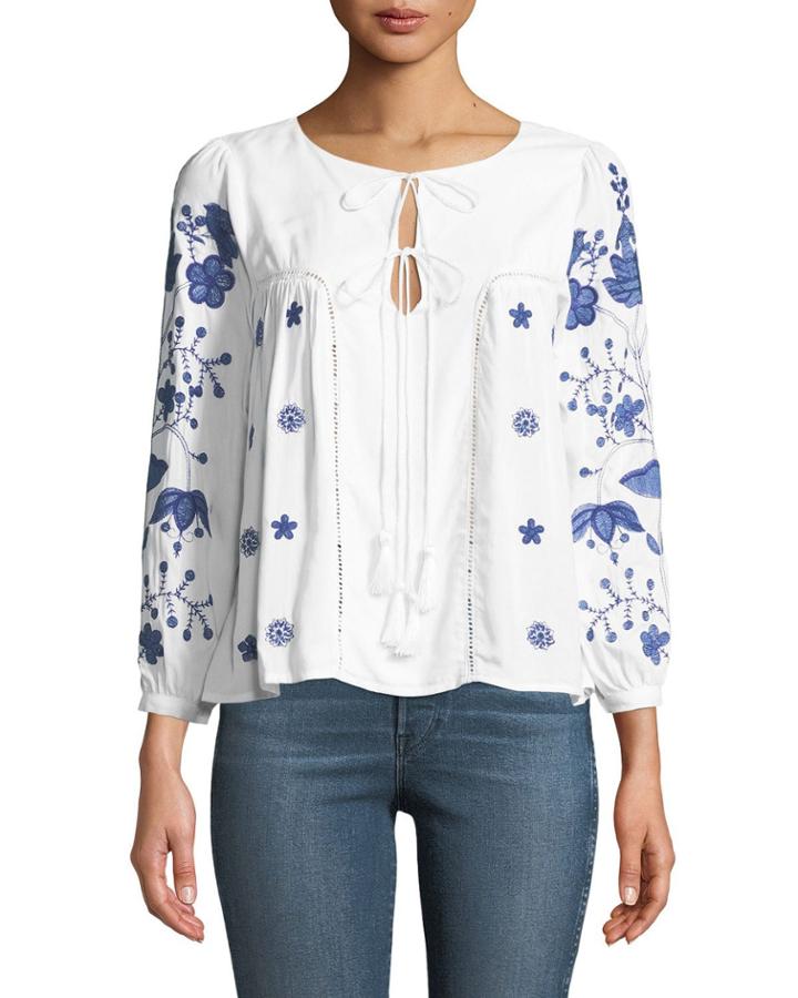 Melissa Toile-embroidered Boho Blouse