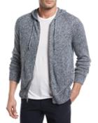 Marled-knit Linen Front-zip Hoodie