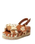 Floral Canvas Platform Espadrille Sandal, Tan/multi