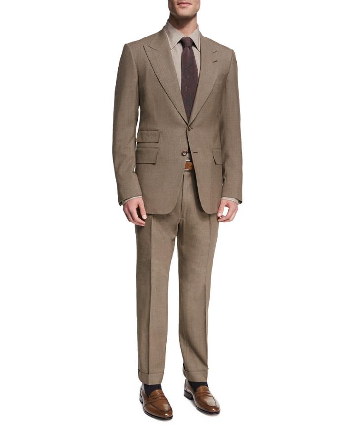 Shelton Base Melange Wool-silk Peak-lapel Two-piece