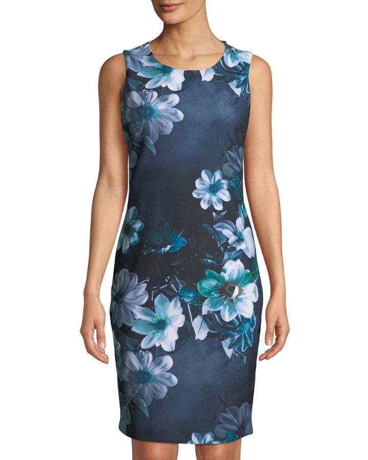 Floral-print Sleeveless Crepe