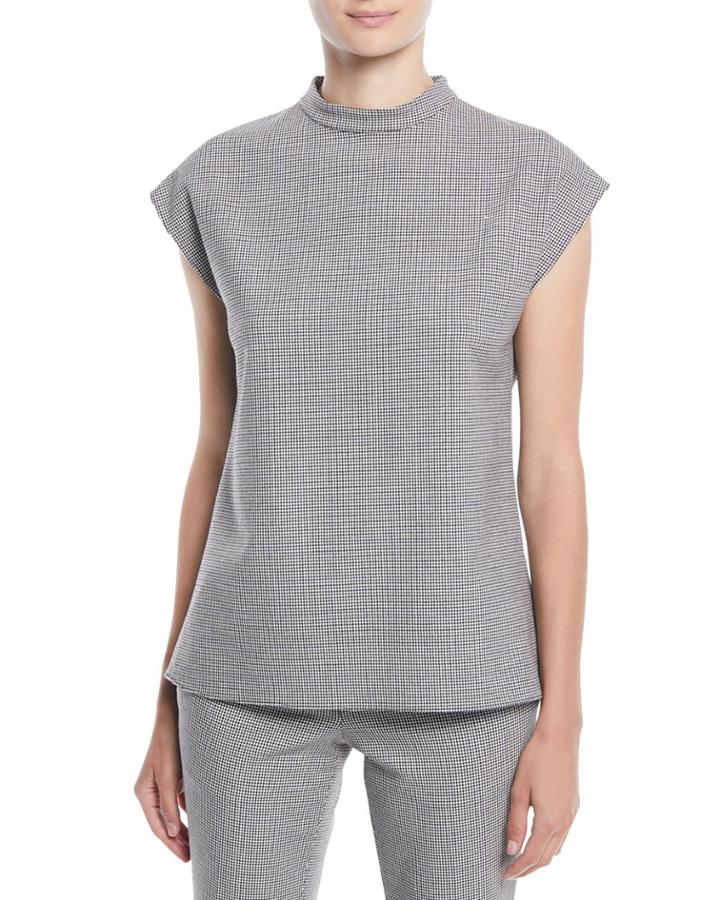 Hudson Mock-neck Check Top