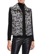 Leopard-print Fur Vest With