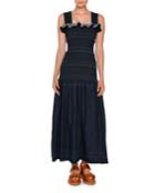 Sleeveless Smocked Denim