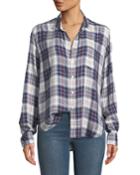 Eileen Plaid Long-sleeve Button-down Top