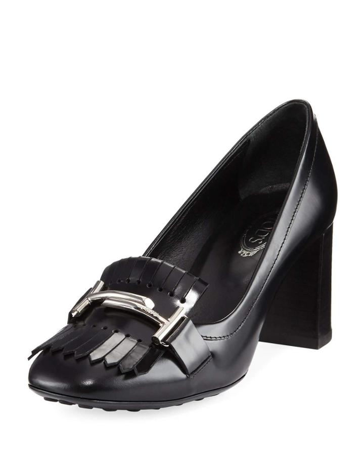 Double-t Kiltie Loafer Pump, Black