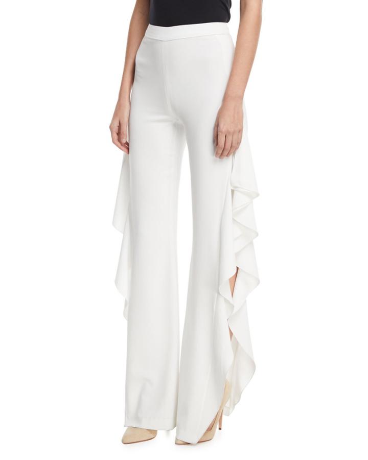 Estell Ruffle Slit Flared-leg Pants