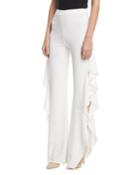 Estell Ruffle Slit Flared-leg Pants