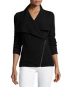 Cashmere Asymmetric-zip Jacket, Black