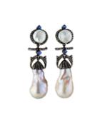 Pearl-drop Earrings W/ Diamonds
