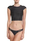 Estalla Cropped Rashguard, Black/white