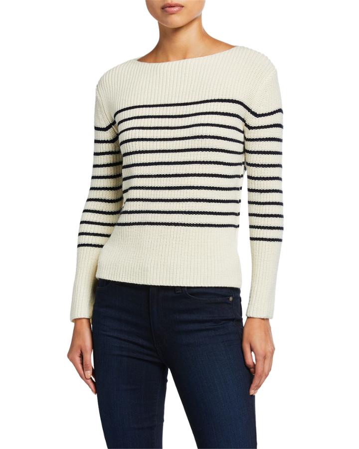 Striped Wool Boat-neck