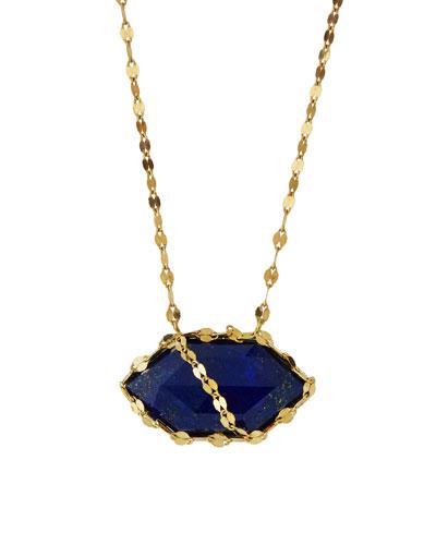 14k Splash Hexagon Lapis Pendant Necklace