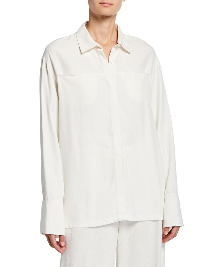 Wide-cuffed Jersey Button-front