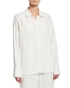 Wide-cuffed Jersey Button-front