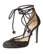 Kasey 100mm Star-studded Ankle-wrap Pump, Black