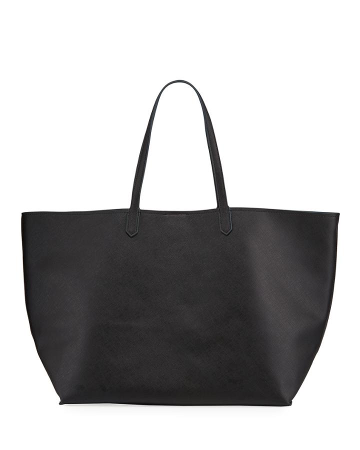 Large Faux-leather Shopper Tote Bag
