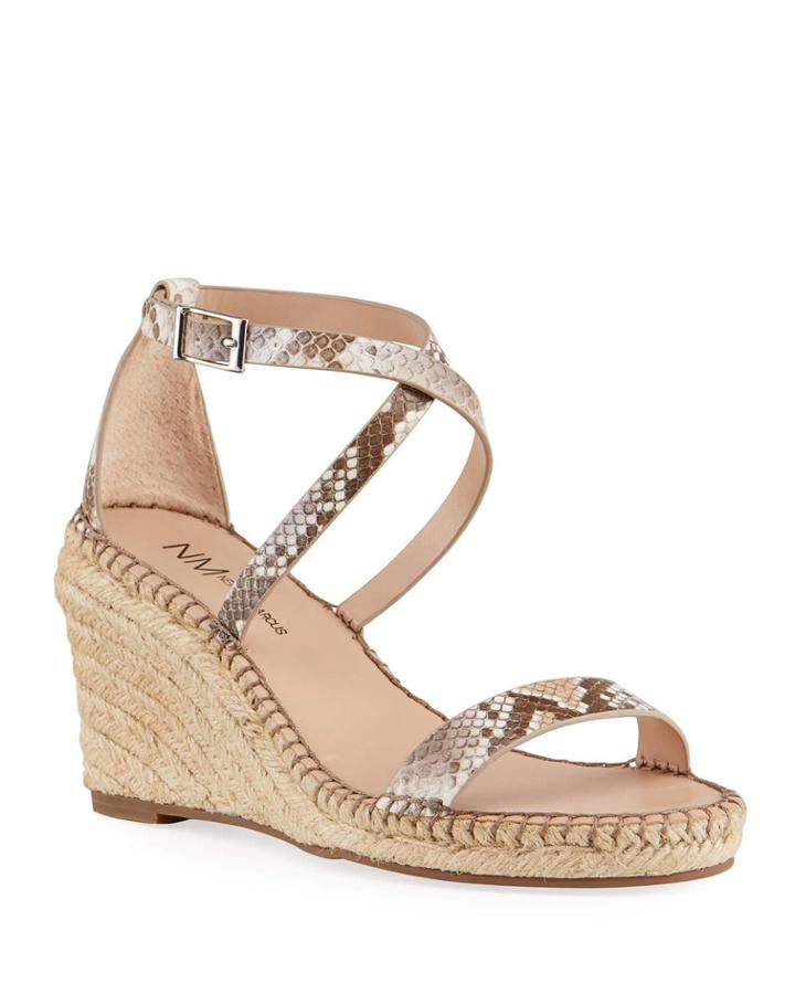 Nona Snake-embossed Wedge Espadrilles