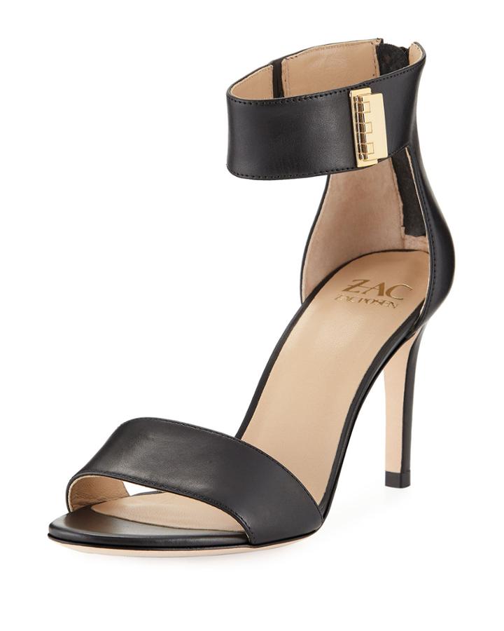Lucy Snake-embossed Leather Ankle-strap