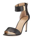 Lucy Snake-embossed Leather Ankle-strap