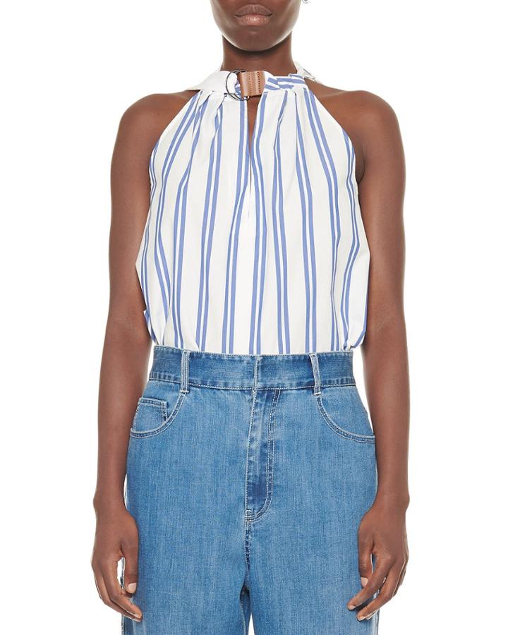 Vivian Striped Tie-neck