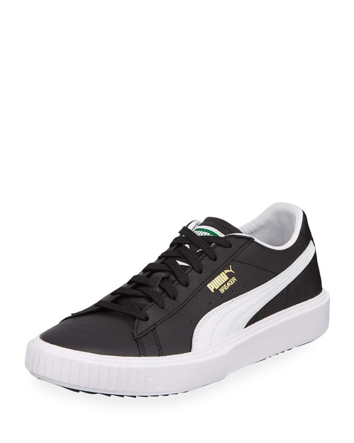 Men's Breaker Leather Sneakers, Black/white