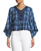 Lace-neck Flounce Hem Blouse