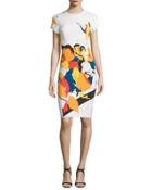 Abstract Floral-print Sheath Dress, Multi Floral
