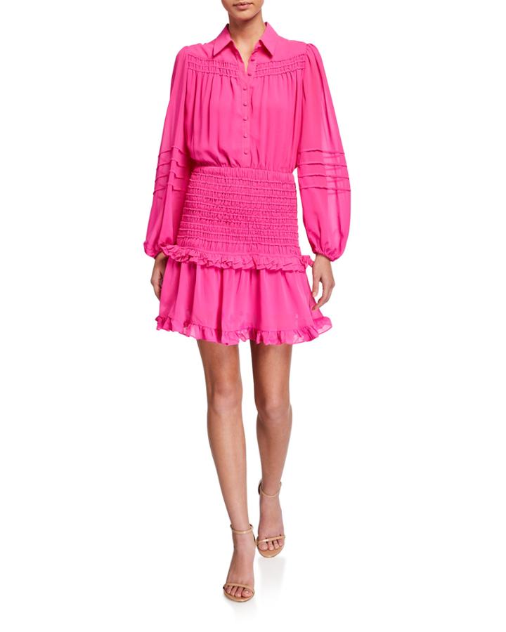 Ira Shirred Ruffle Balloon-sleeve
