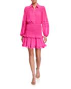 Ira Shirred Ruffle Balloon-sleeve
